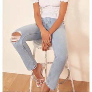 Reformation Julia Cigarette High Rise Destroyed Women's Size 28 Distressed Holes